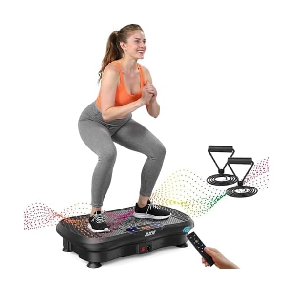 AXV Vibration Plate Fitness Platform Exercise Machine Vibrating Lymphatic Drainage Shaking Full Body Shaker Workout Vibrate Stand Shake Board Sport Gym for Weight Loss Fat Burner for Women Men