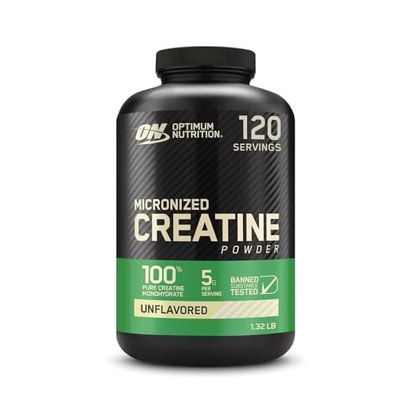 Optimum Nutrition Micronized Creatine Monohydrate Powder, Unflavored, 120 Servings, 600 Grams (Packaging May Vary)