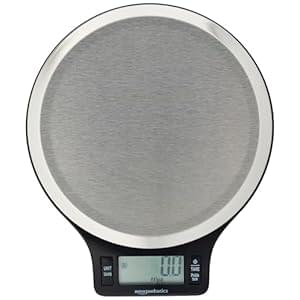 Amazon Basics Digital Kitchen Scale with LCD Display, Batteries Included, Weighs up to 11 pounds, Black and Stainless Steel